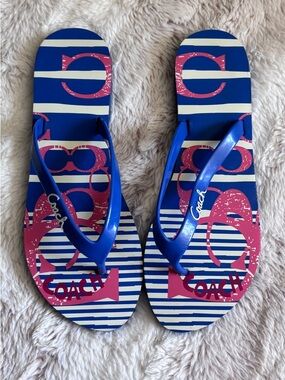 Coach Monogram Kali Jelly Pop Nautical Flip Flops in 8